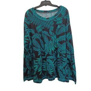 Tommy Bahama Rayon Shirt Women XL Long Sleeve Tropical Green